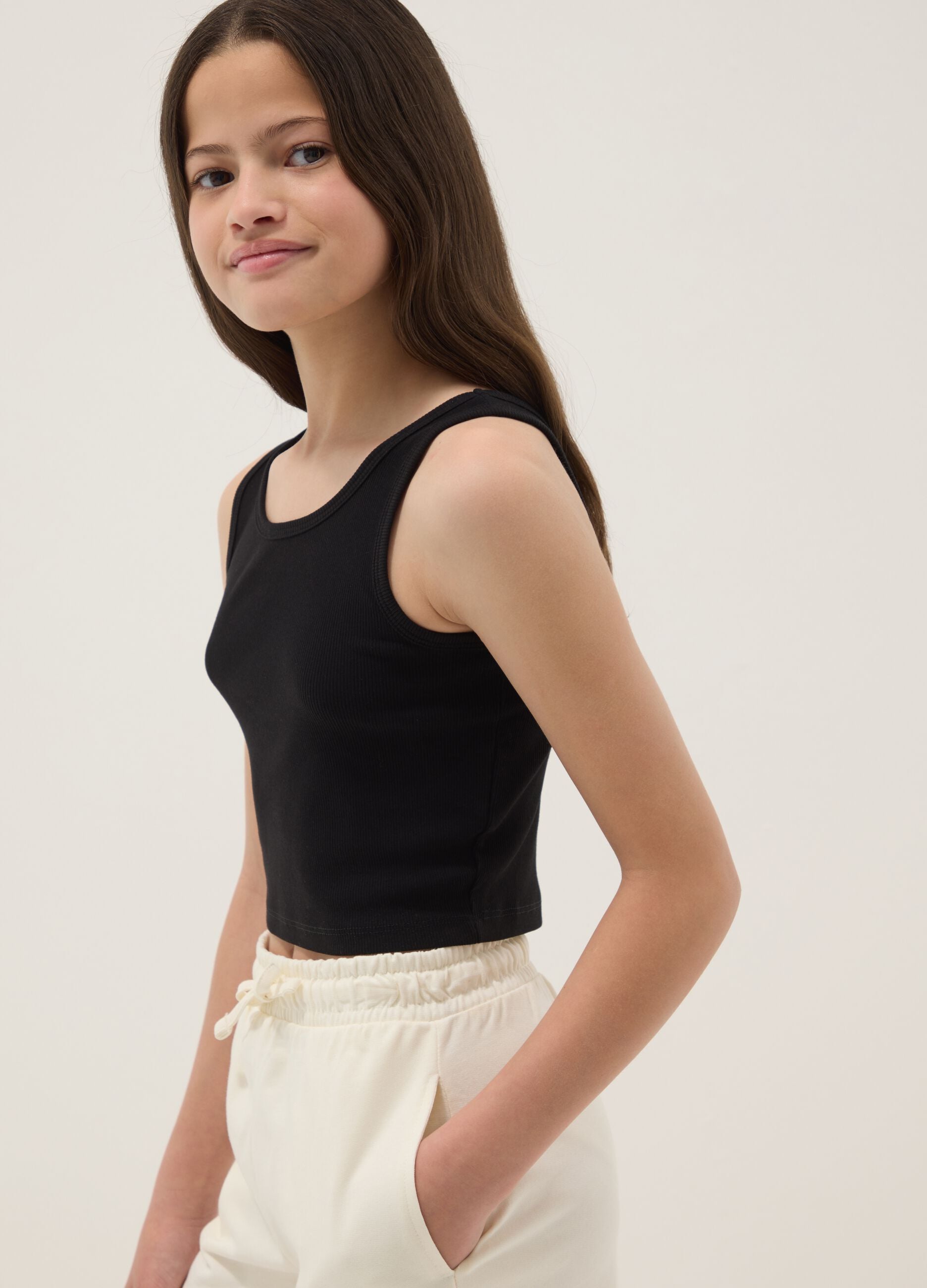 Girls' multicolour stretch-cotton fitted set