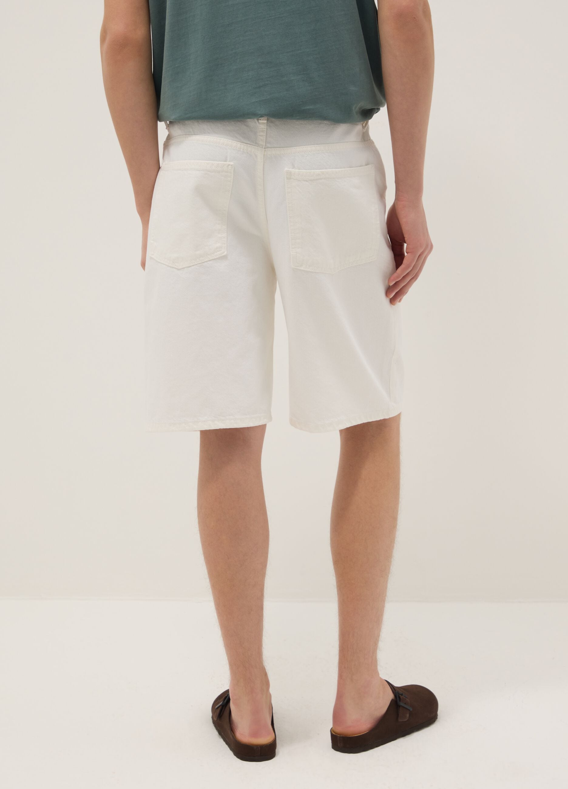 Baggy White Cotton Shorts
