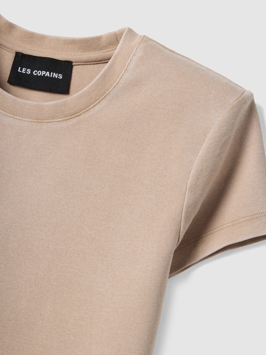 Beige stretch cotton fitted t-shirt_5