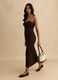 Brown pure cotton slim fit dress with knitted texture_0
