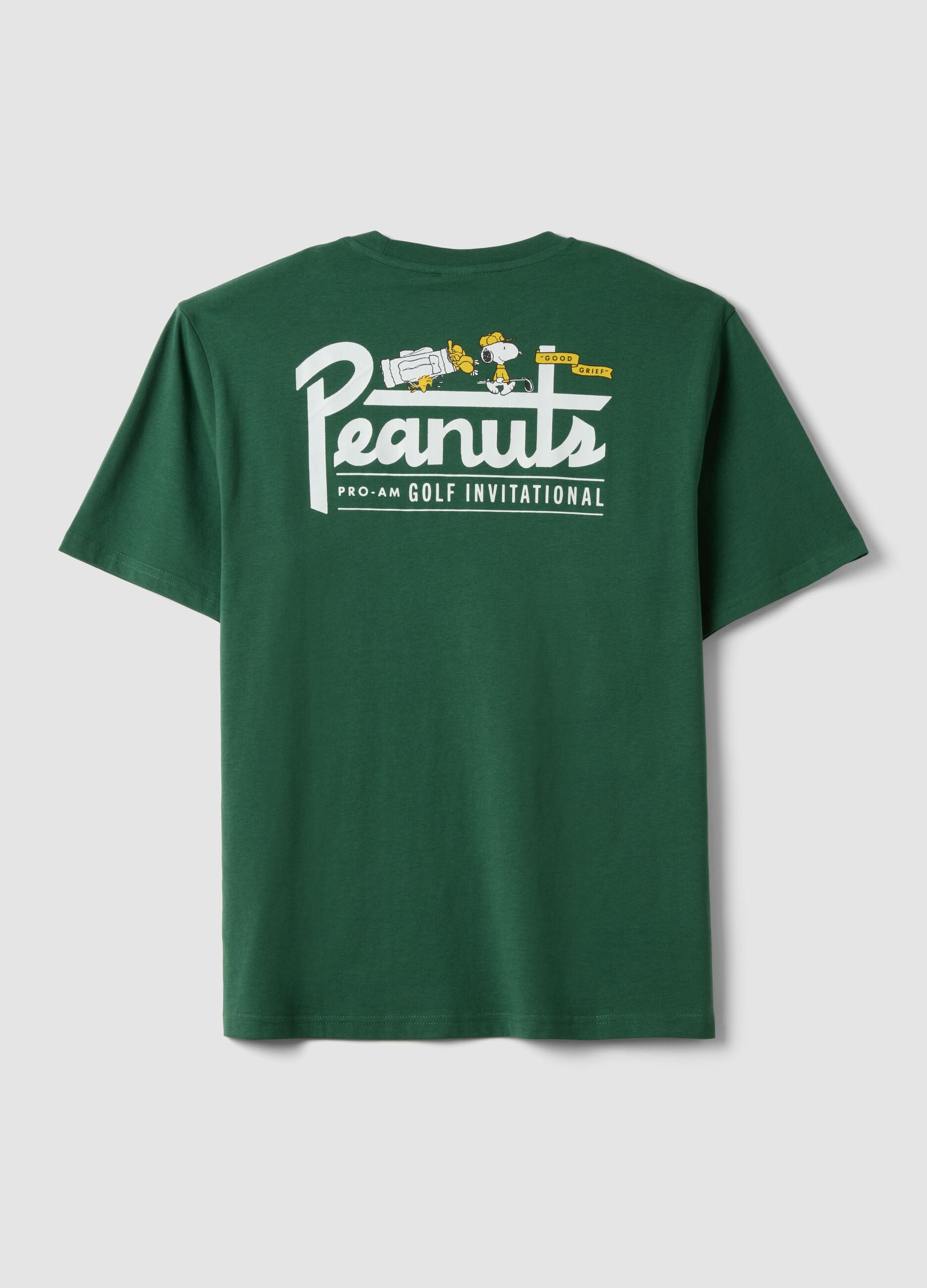Green pure cotton Peanuts print T-shirt, relaxed fit