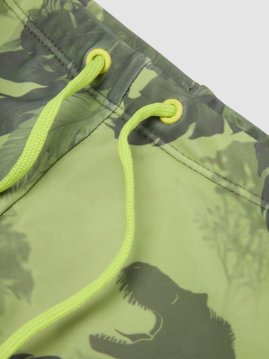 Green dinosaur-print stretch swim trunks_2