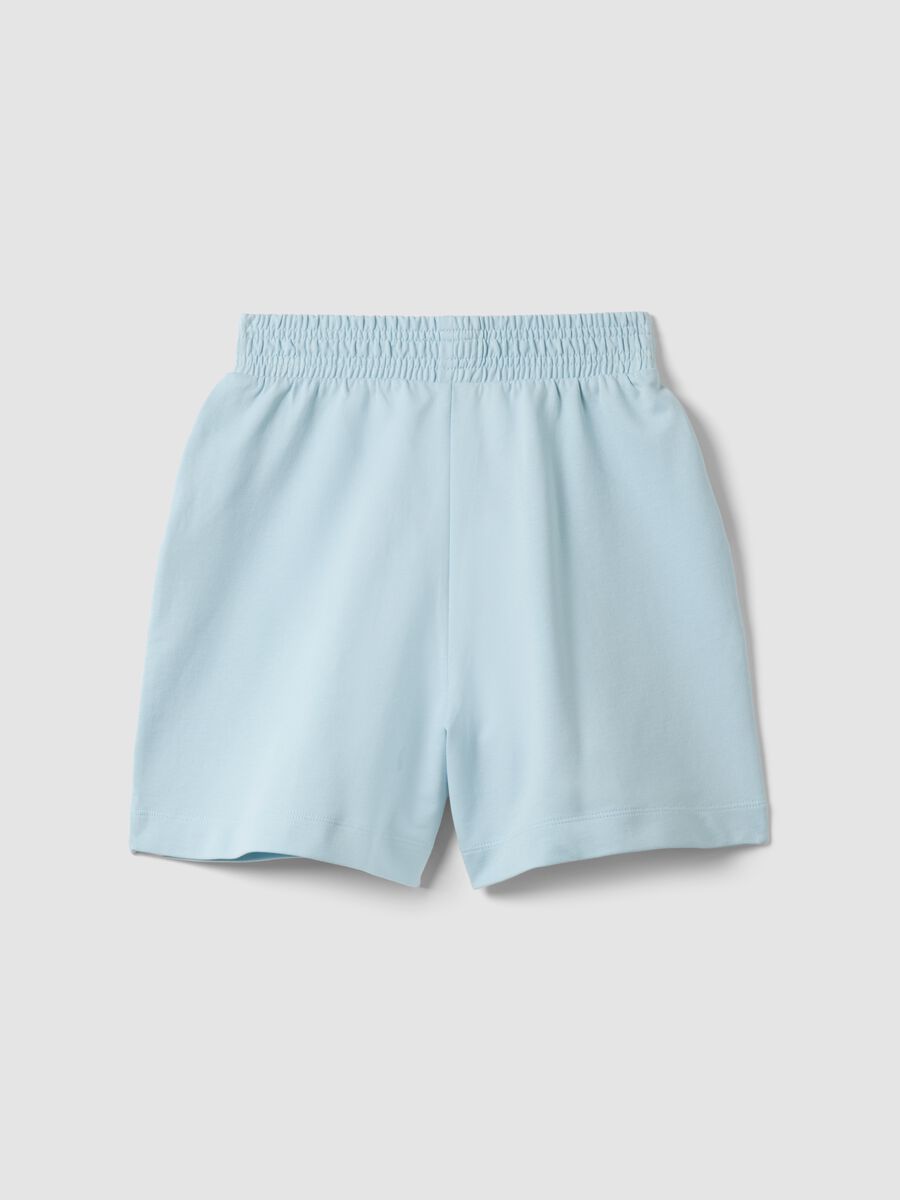 Girls' blue pure cotton oversized fit shorts_4