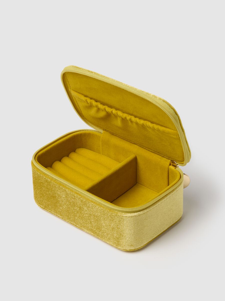 Yellow Jewellery Case with Floral Embroidery and Zip_2