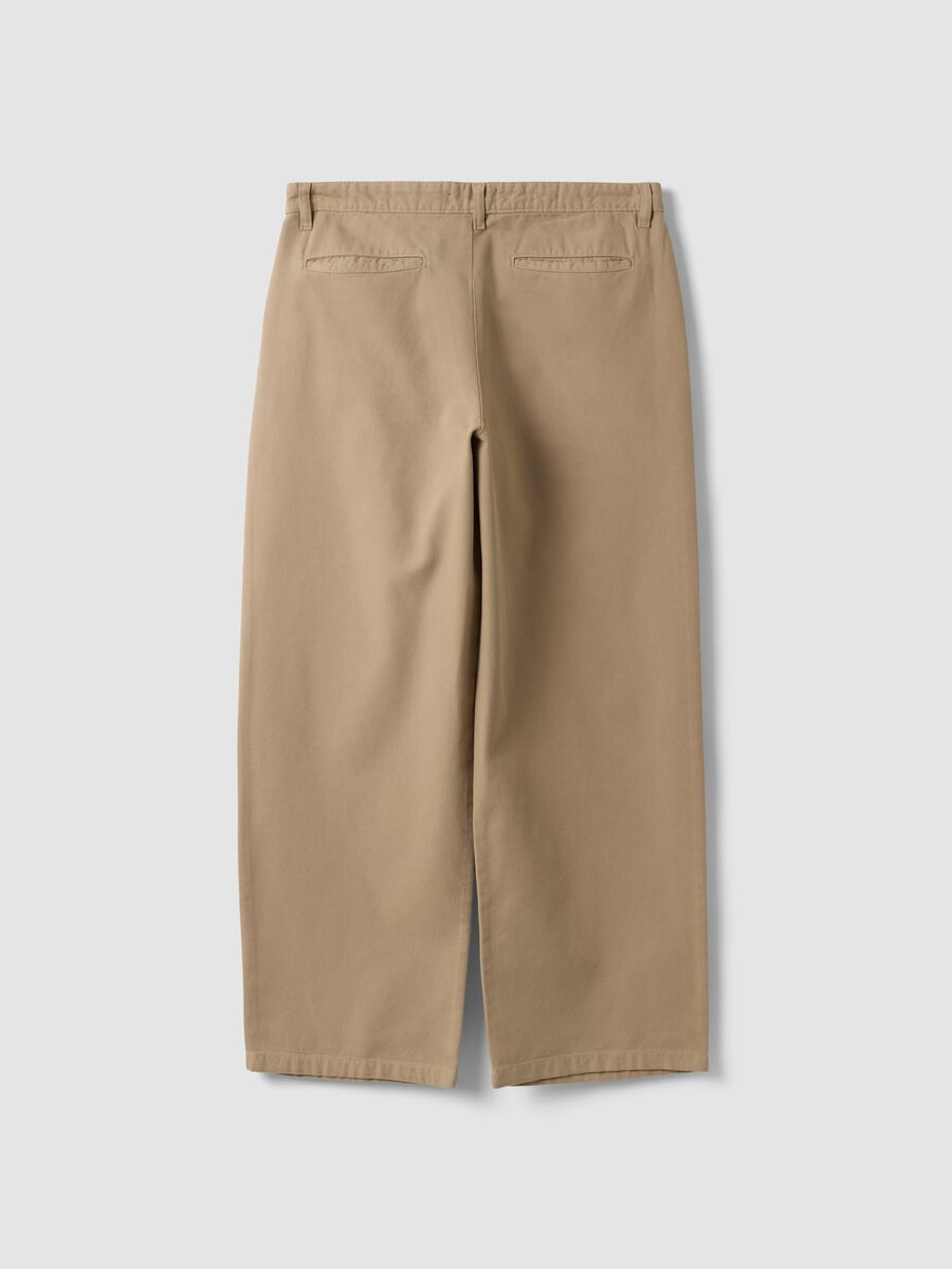 Pantaloni chino beige in puro cotone barrel fit_2