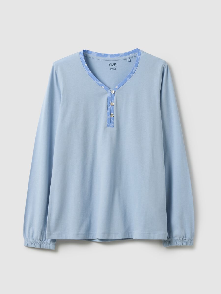 Blue nightshirt in pure cotton regular fit with Henley neckline_4