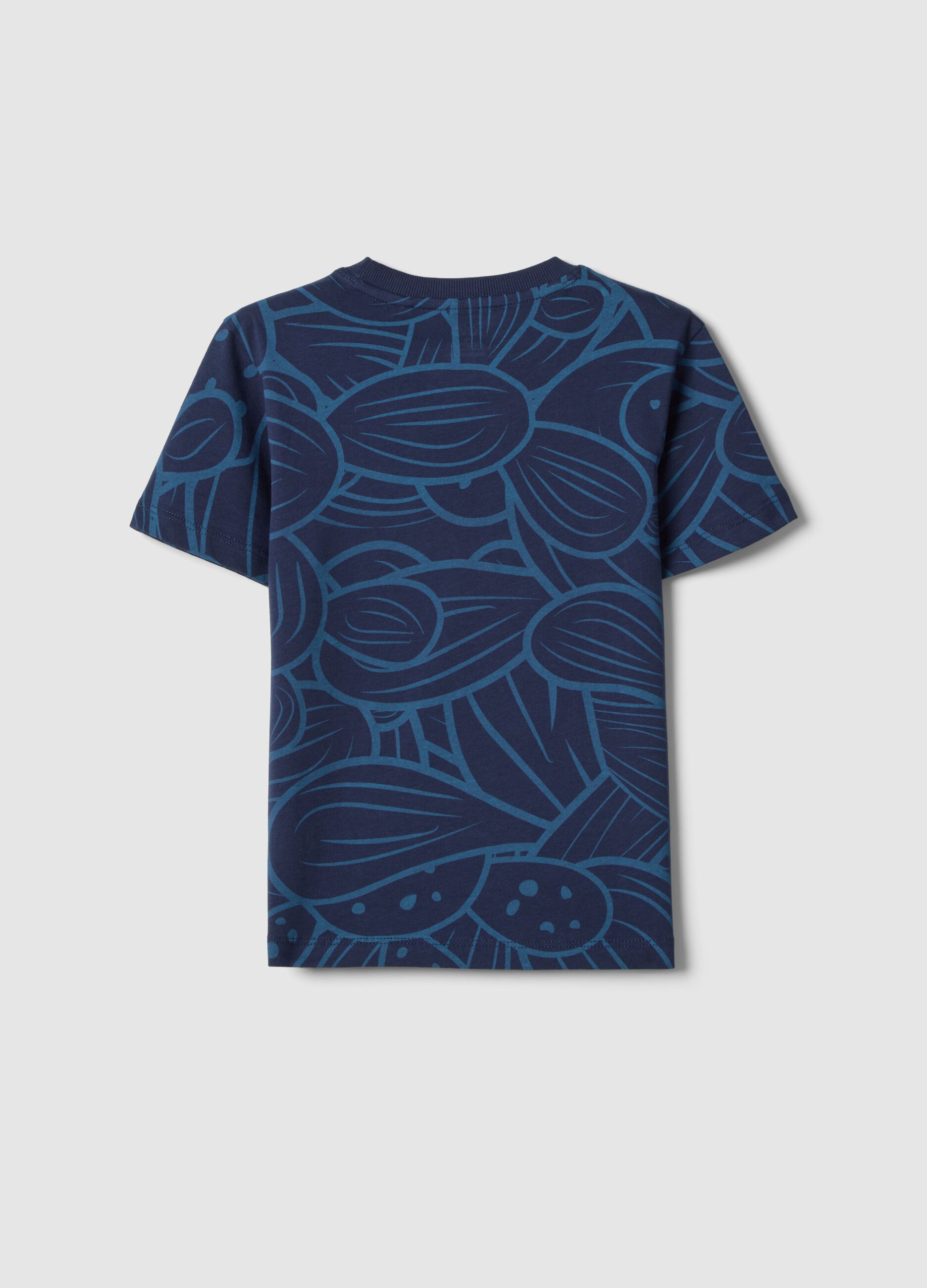 T-shirt in puro cotone blu regular fit per bambino con stampa