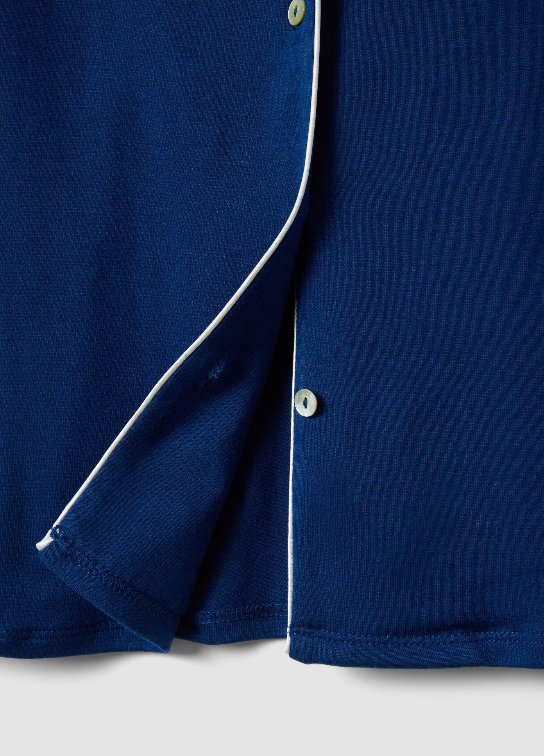 Blue Regular Fit Stretch Viscose Blend Pyjama Top