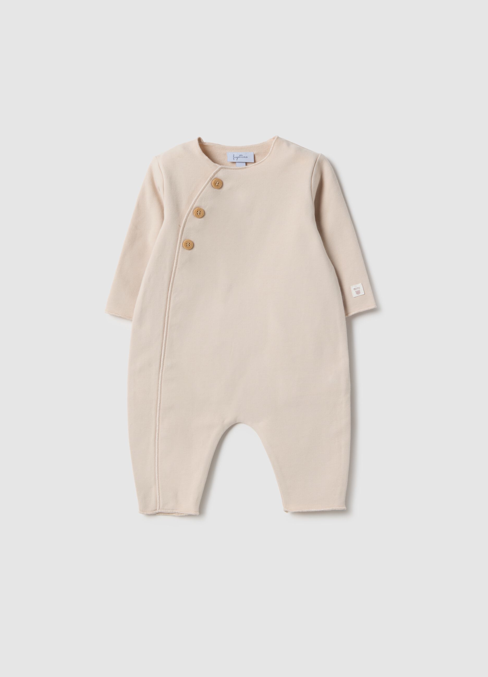 Beige newborn sleepsuit in stretch cotton perfect fit