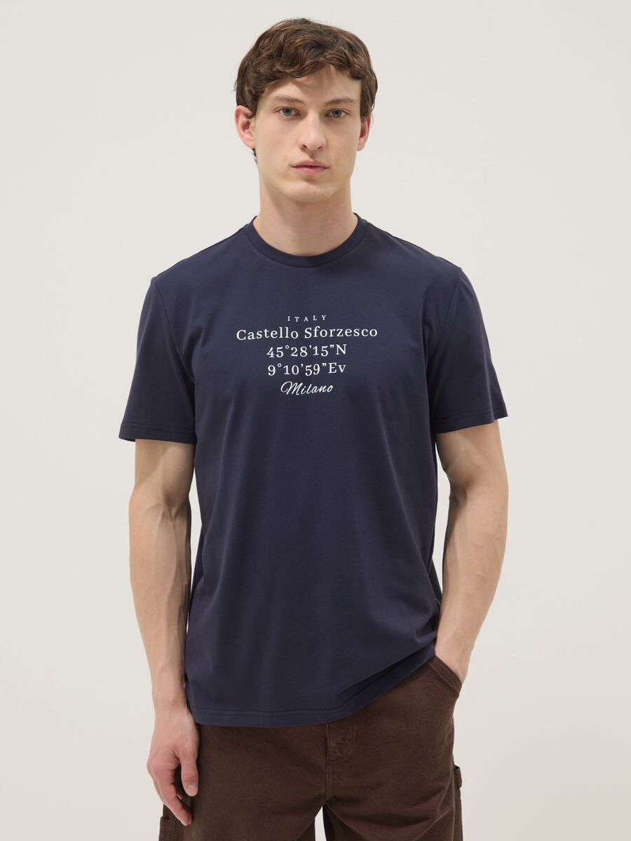 Blue short-sleeve pure cotton regular-fit T-shirt_0