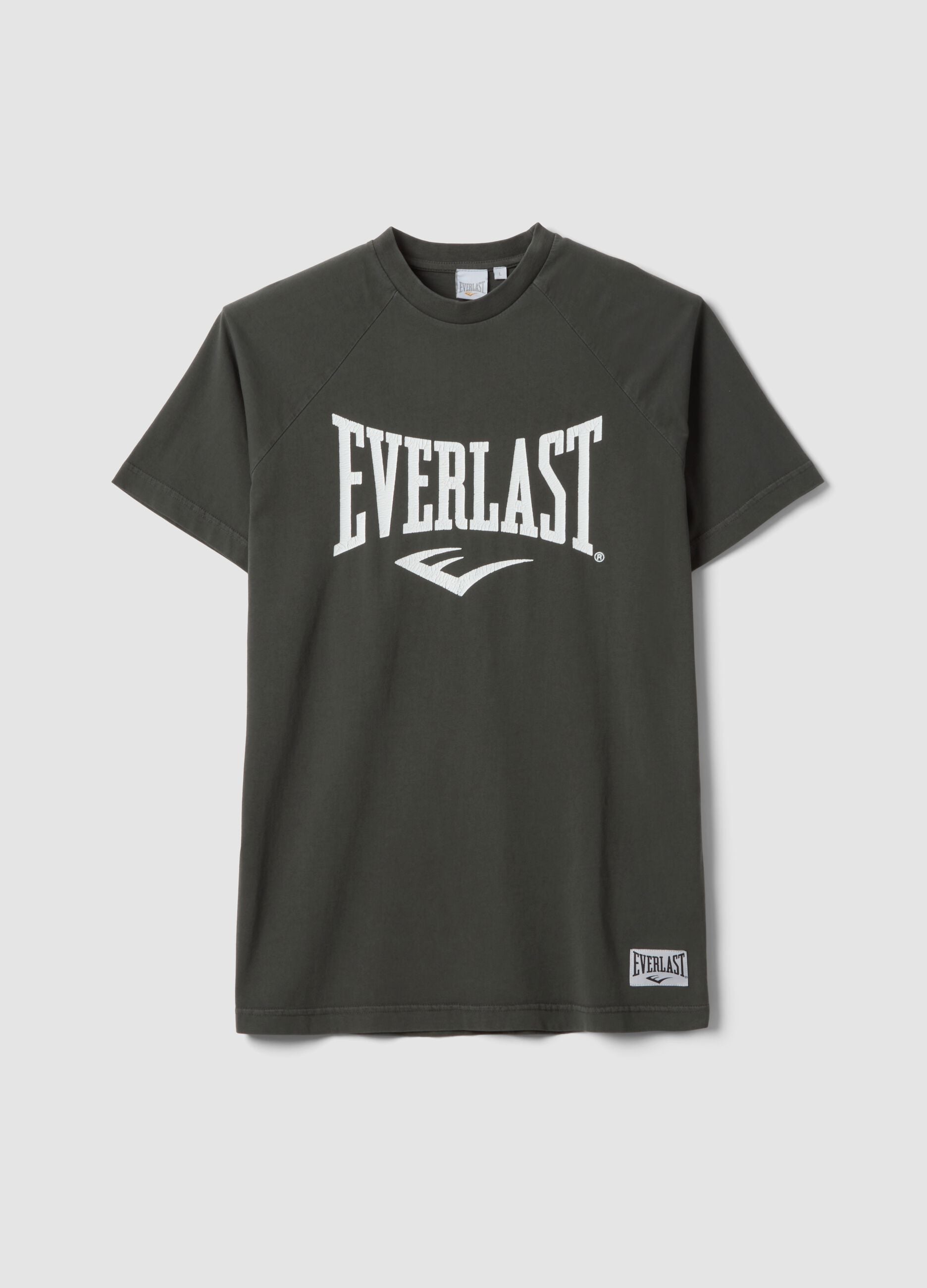 Black pure cotton regular fit t-shirt with Everlast logo