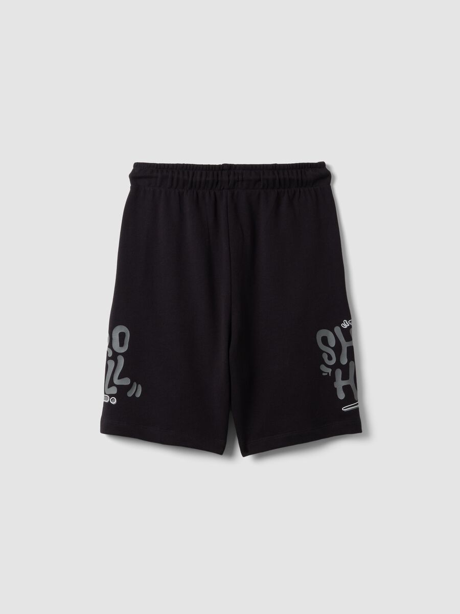 Black pure cotton shorts with elasticated waistband_4