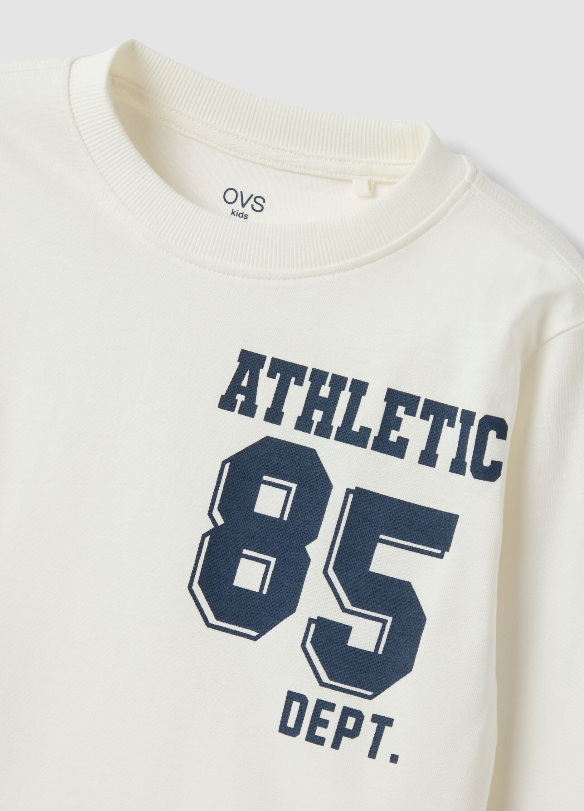 White organic cotton T-shirt with college print for boys