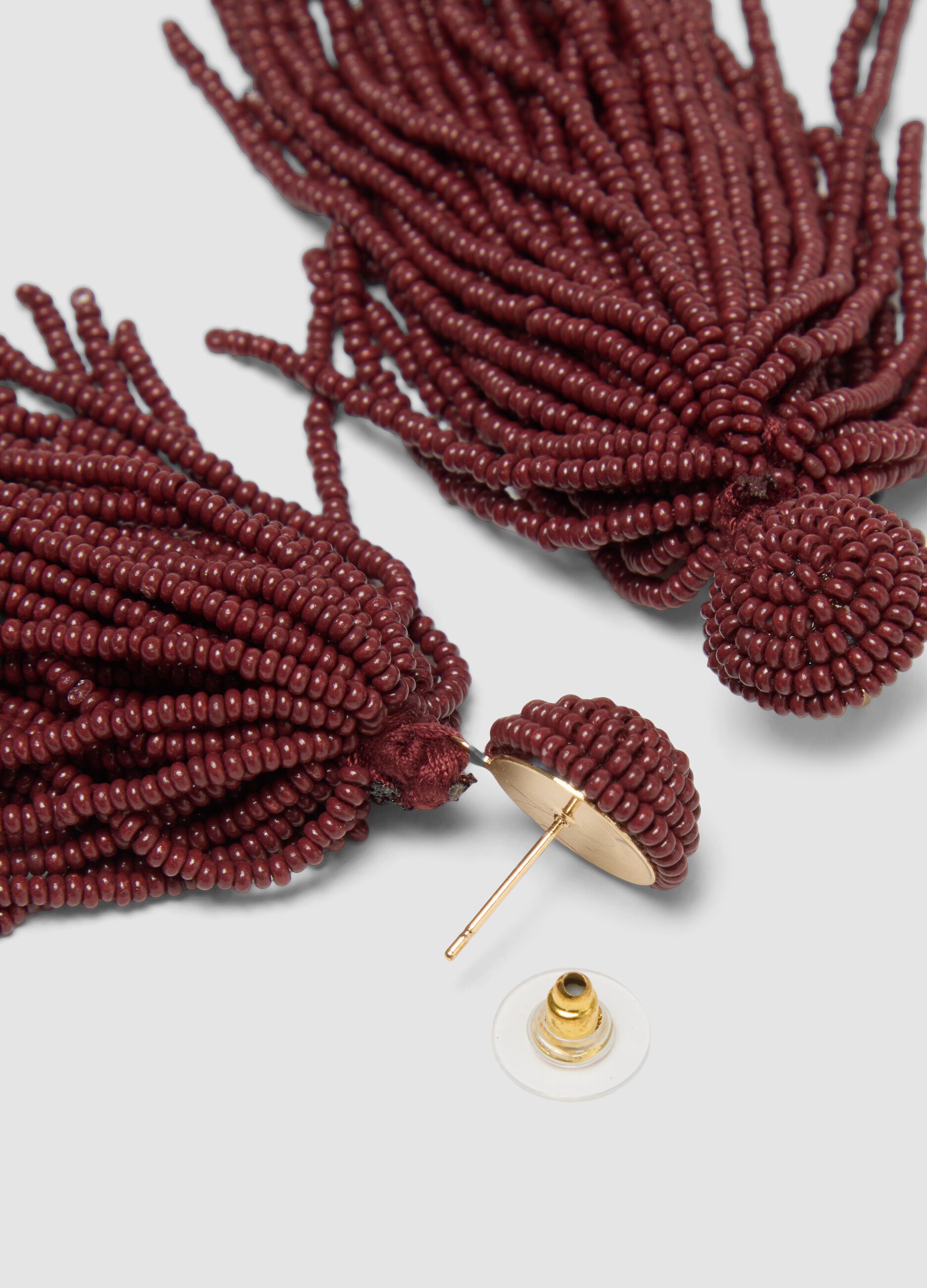 Drop Earrings with Brown Glass Beads