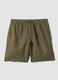 Green pure linen Bermuda shorts with elasticated waist_4