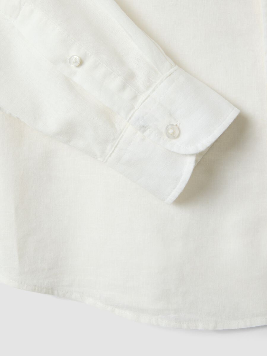 Camicia in misto lino e cotone bianca regular fit_5
