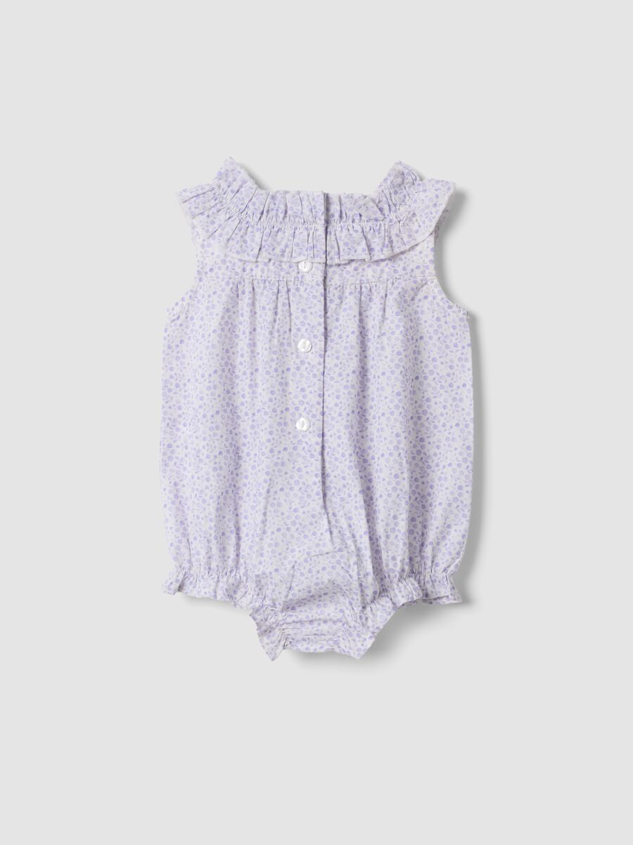 Purple pure cotton baby romper with classic collar_1