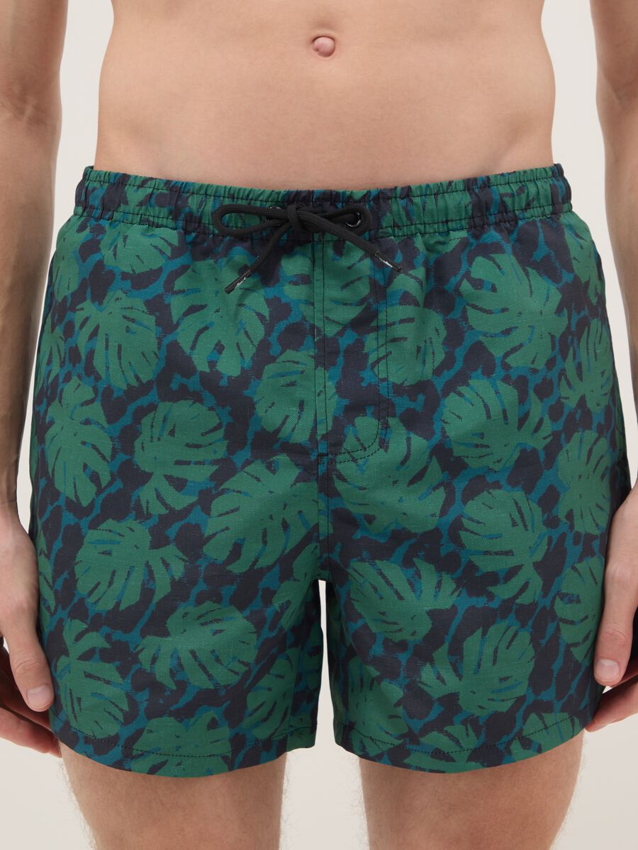 Multicolour tropical print swim shorts_1