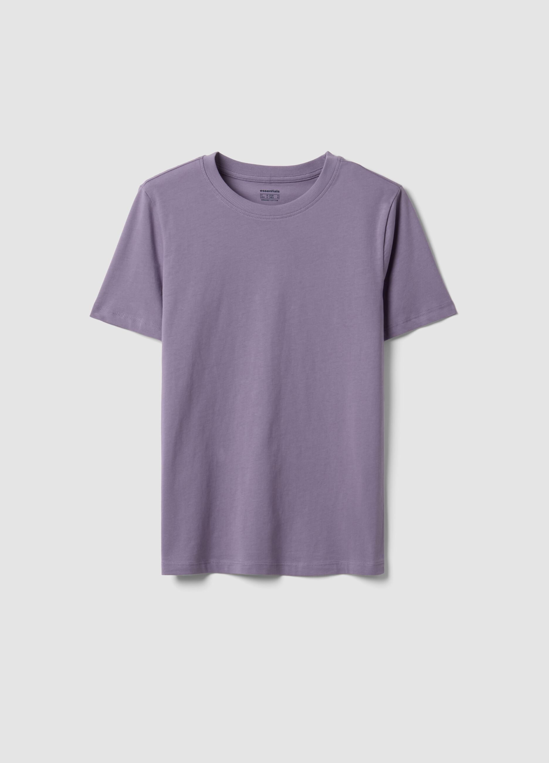 Purple crew-neck T-shirt in pure organic cotton, regular fit