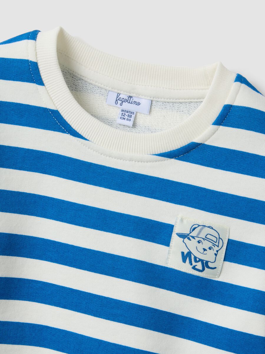 Blue and White Striped Pure Cotton Oversized Sweatshirt for Baby Boy_2