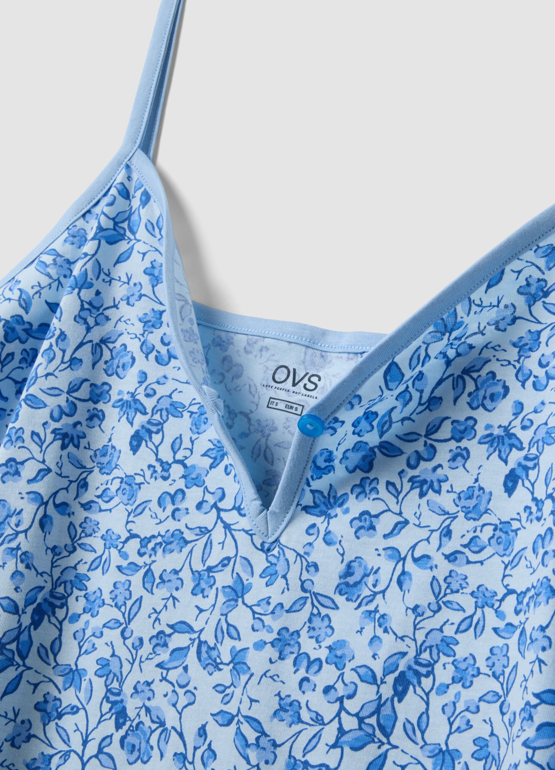 Light blue organic cotton floral print nightdress