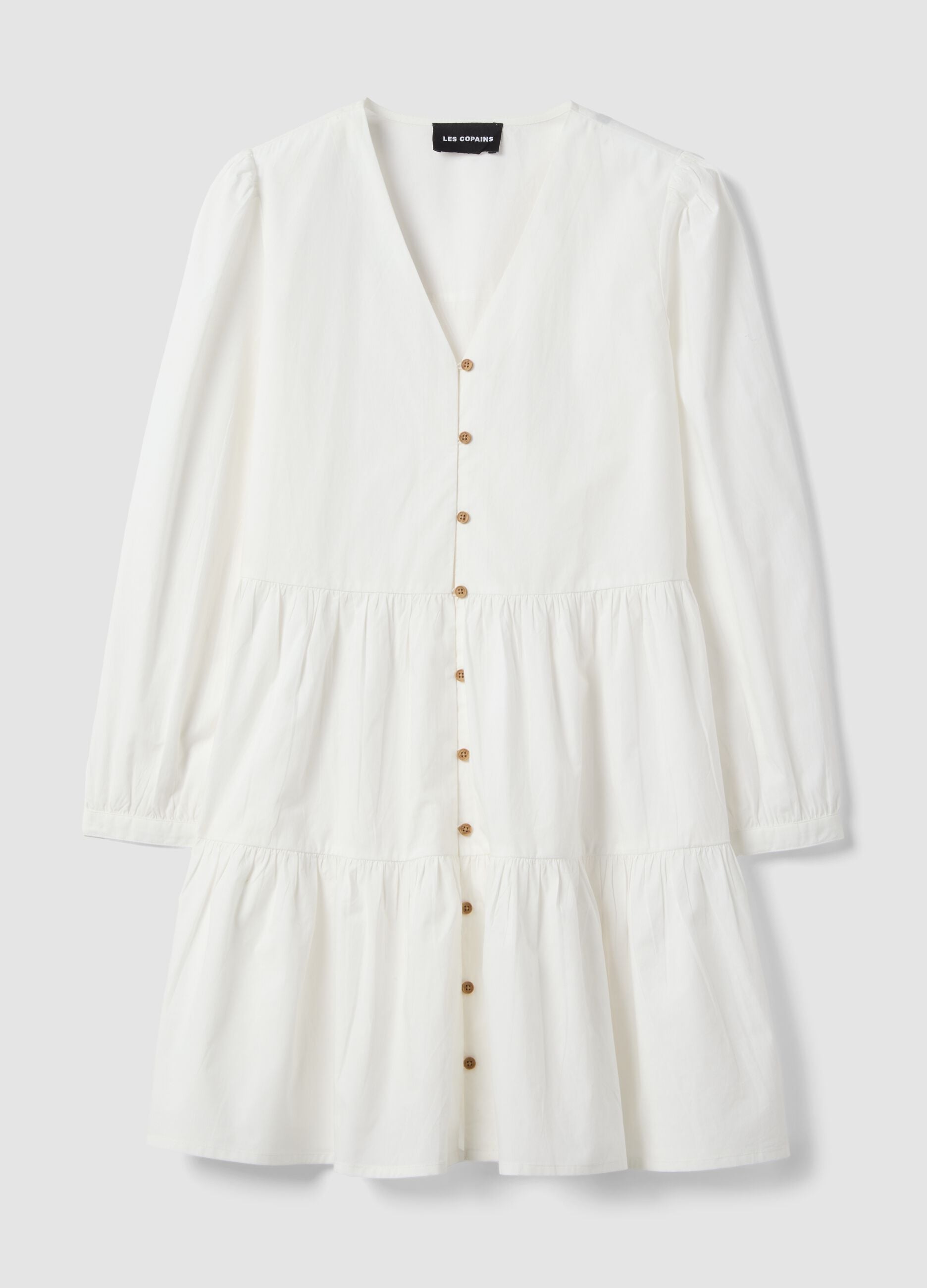 White pure cotton dress regular fit deep V