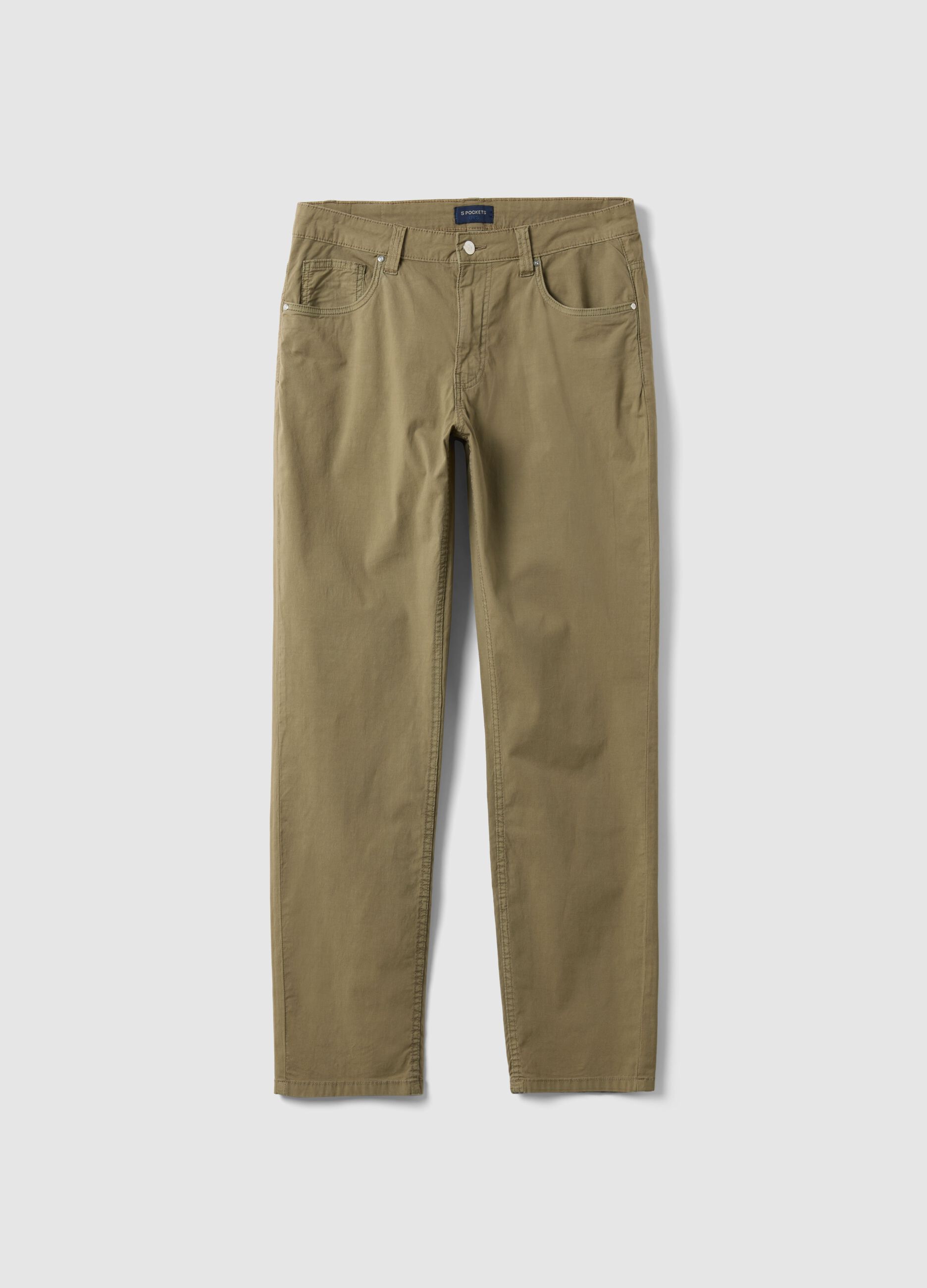 Slim fit green stretch cotton trousers