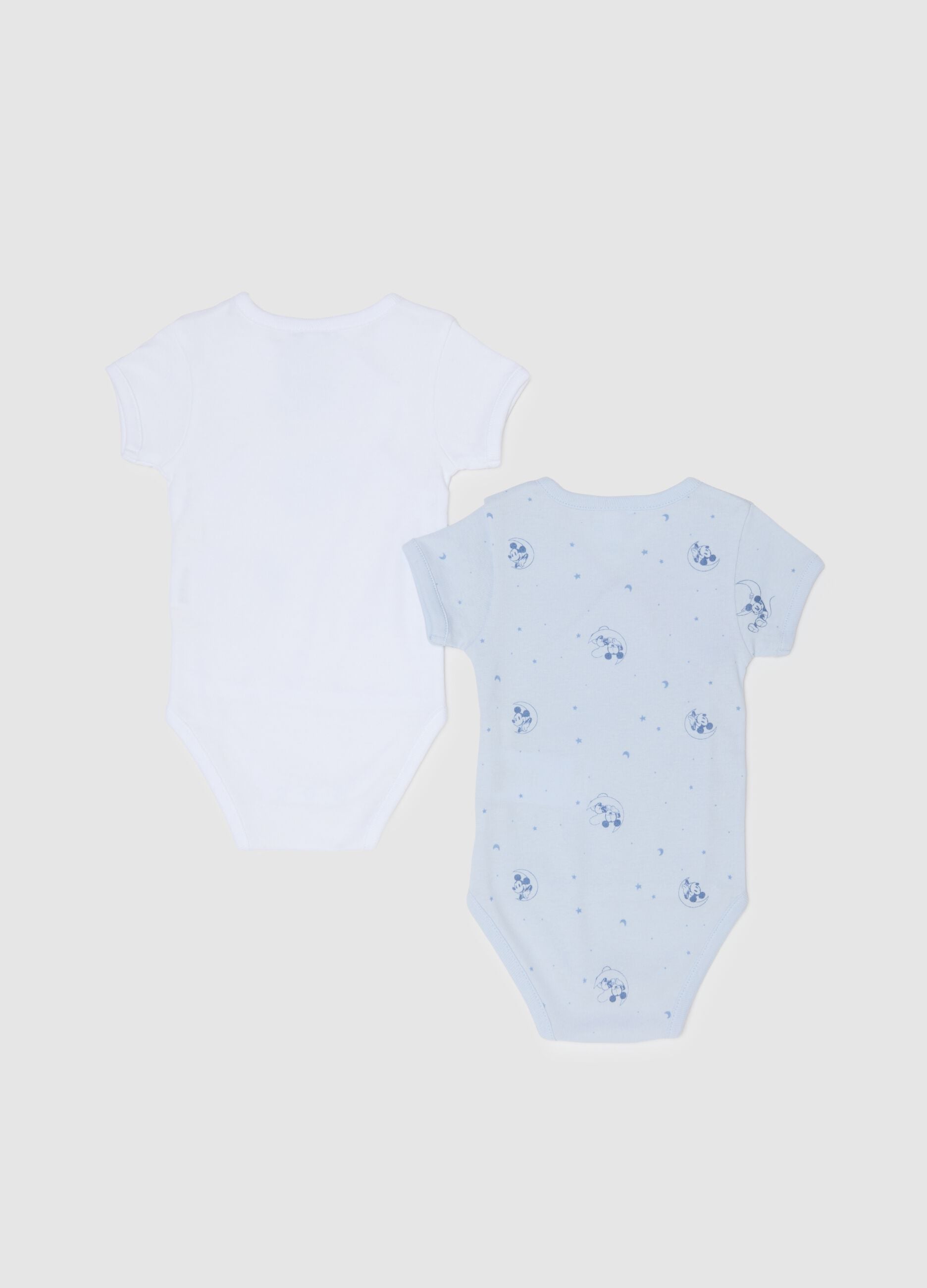 Two-pack pure cotton multicolour bodysuits for newborns with Disney prints