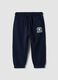 Pantaloni jogger blu in puro cotone organico con coulisse per bimbo_0