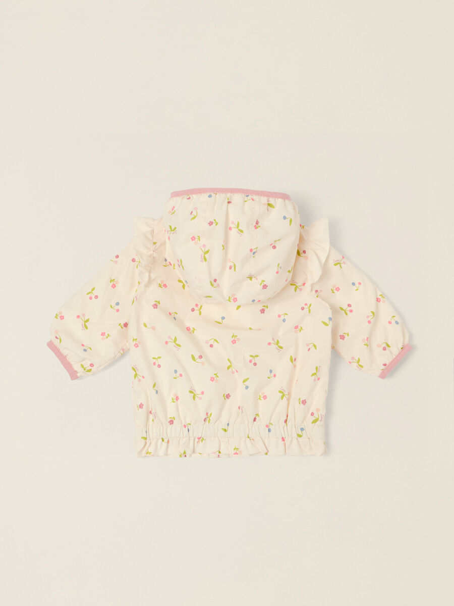 White baby girl hooded jacket with floral print_2