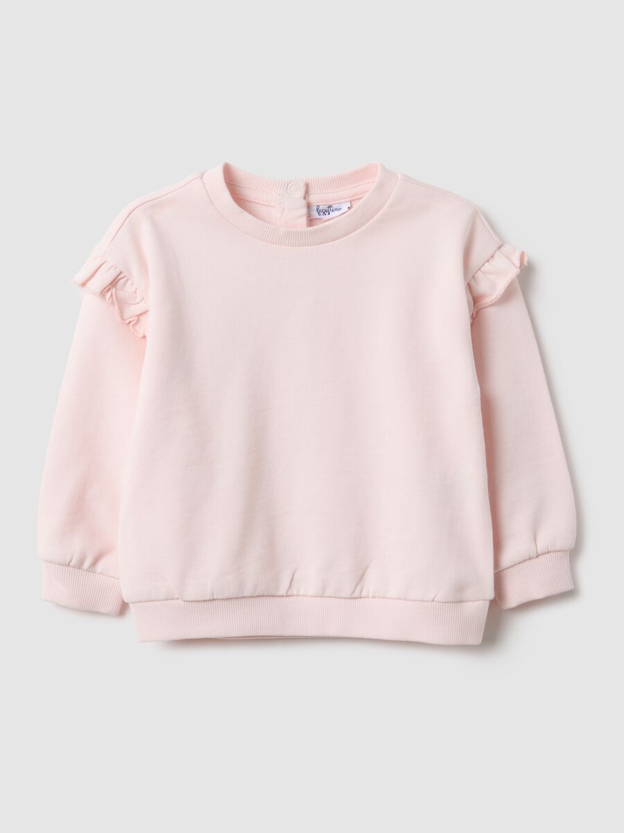 Pure cotton pink regular fit sweatshirt with frills for baby girl_0