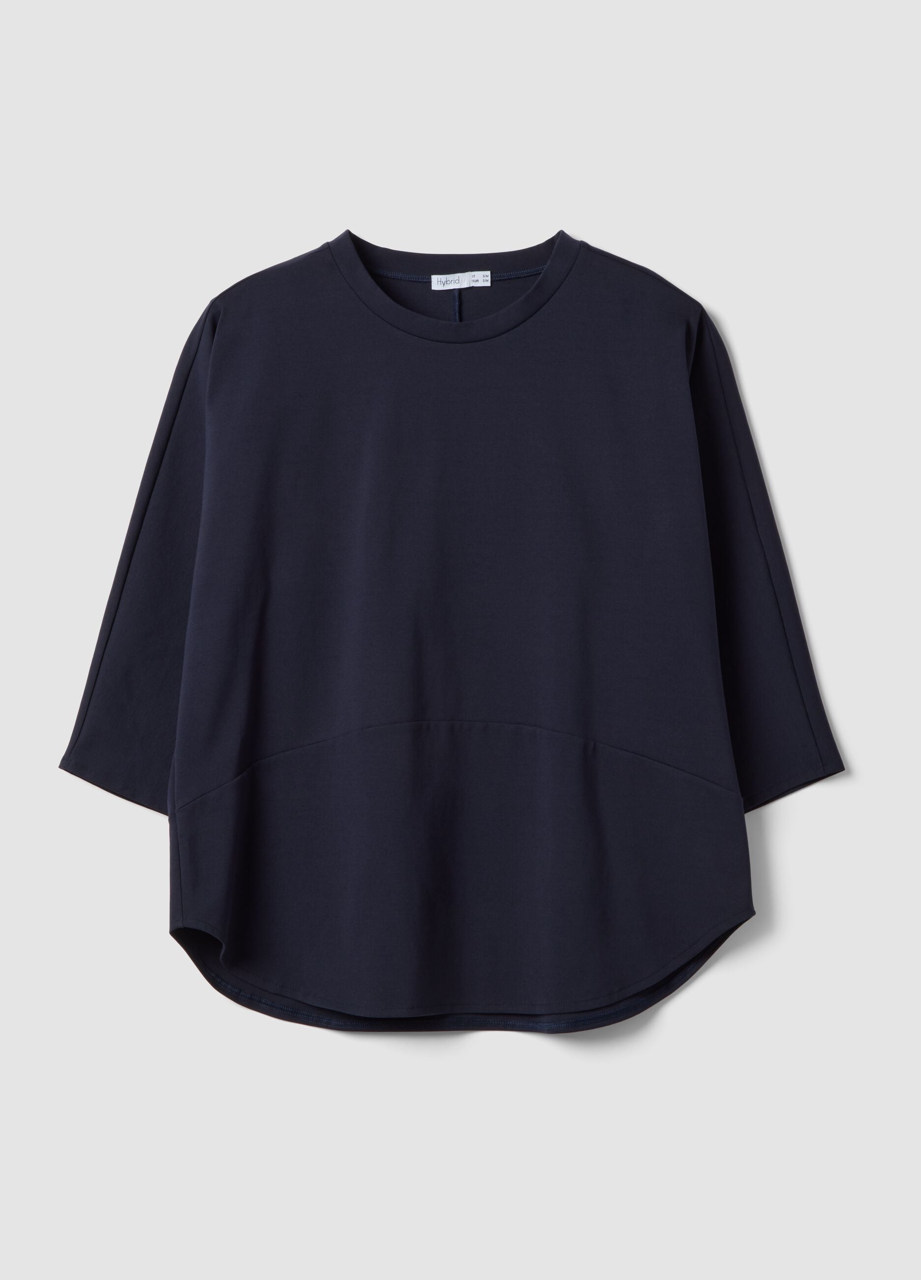 Blue Stretch Cotton Blend Regular Fit T-shirt