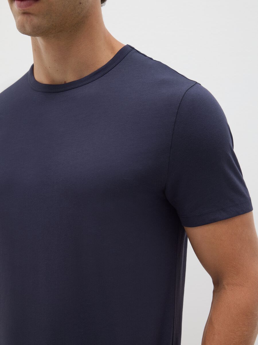 Men's blue pure cotton regular fit T-shirt_3