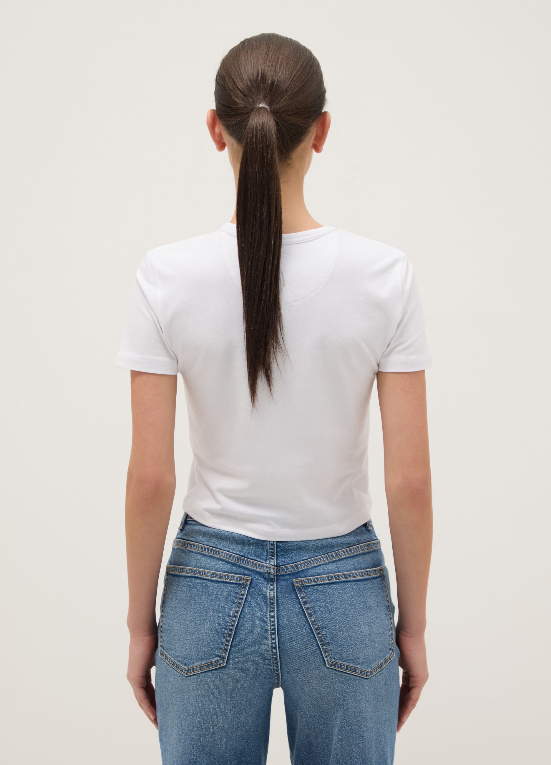 Regular fit white pure cotton T-shirt with spritz print