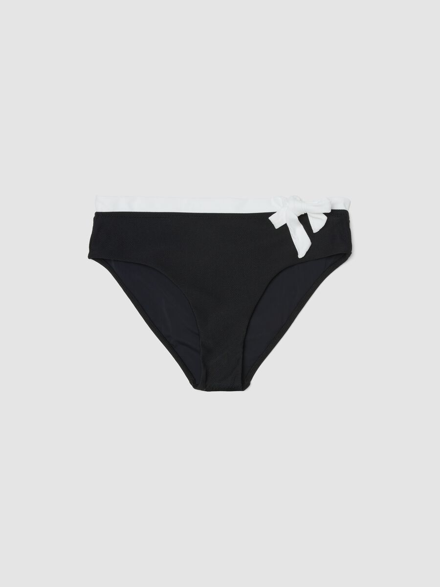 Black stretch bikini bottoms with white drawstring_4