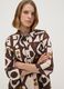 Brown stretch-cotton dress with geometric pattern, regular fit_2