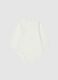 White baby girl's bodysuit in pure cotton with collar and embroidery_1