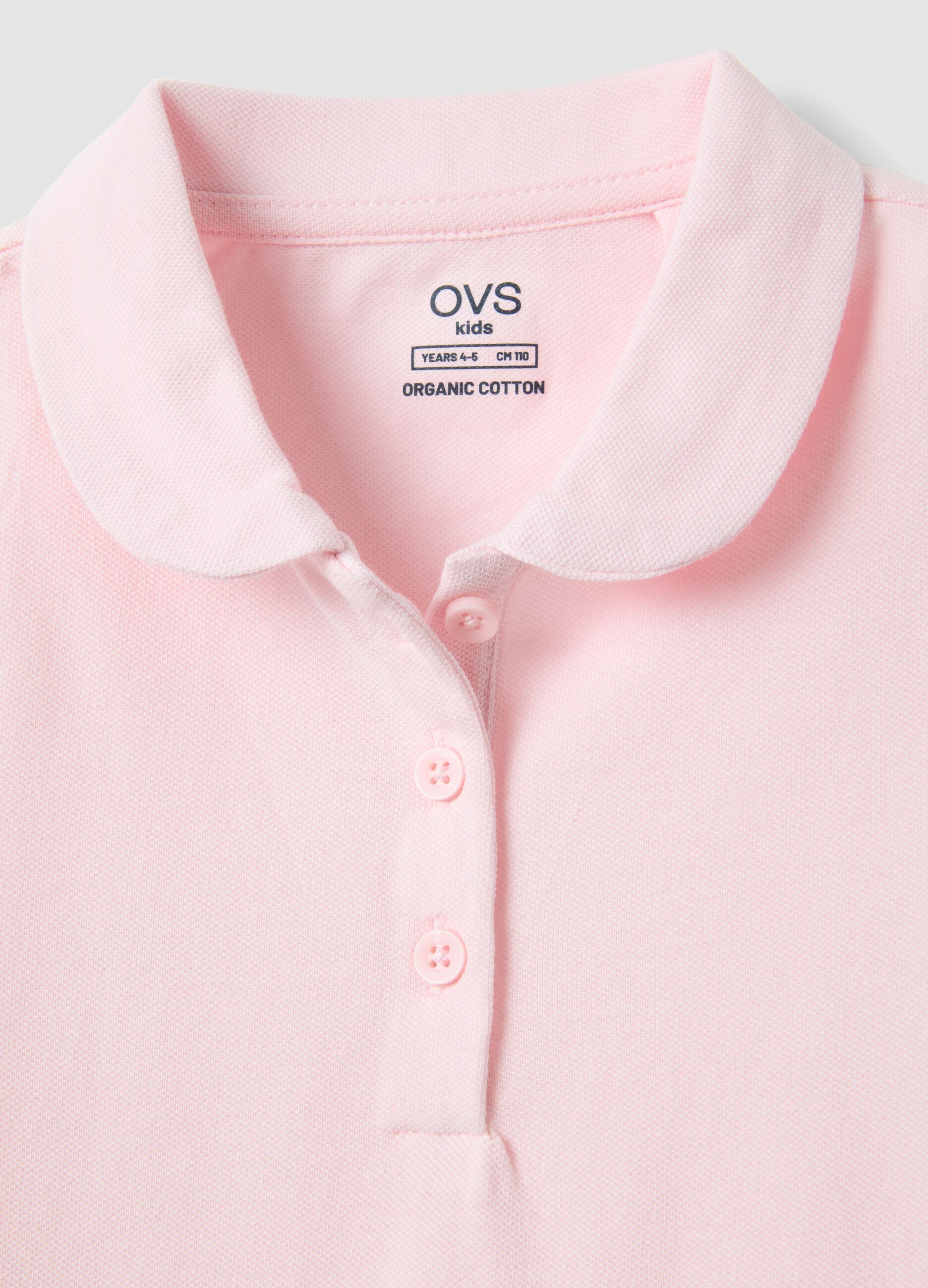 Girls' Pink Pure Cotton Polo, Regular Fit