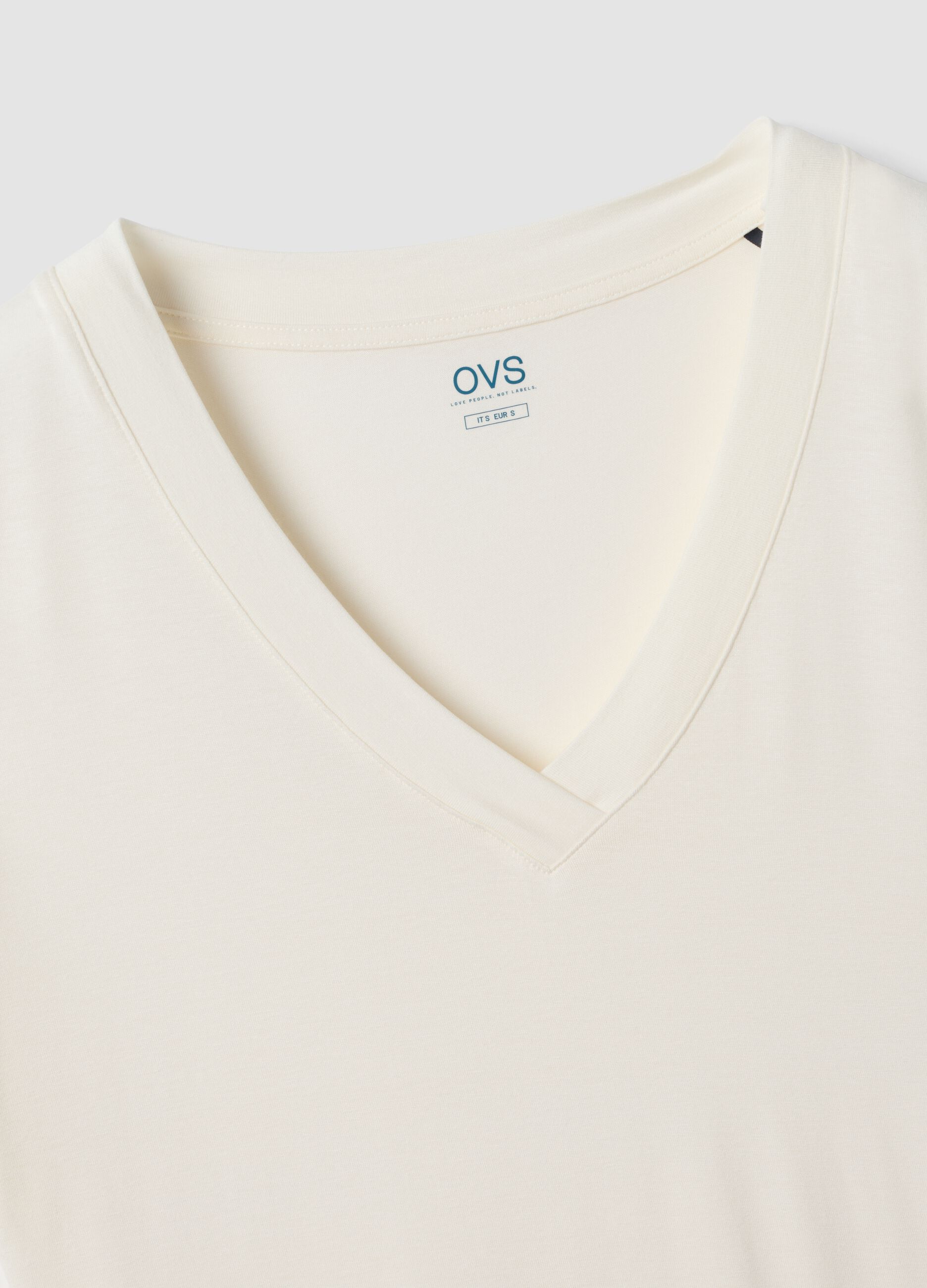 White stretch viscose T-shirt, regular fit