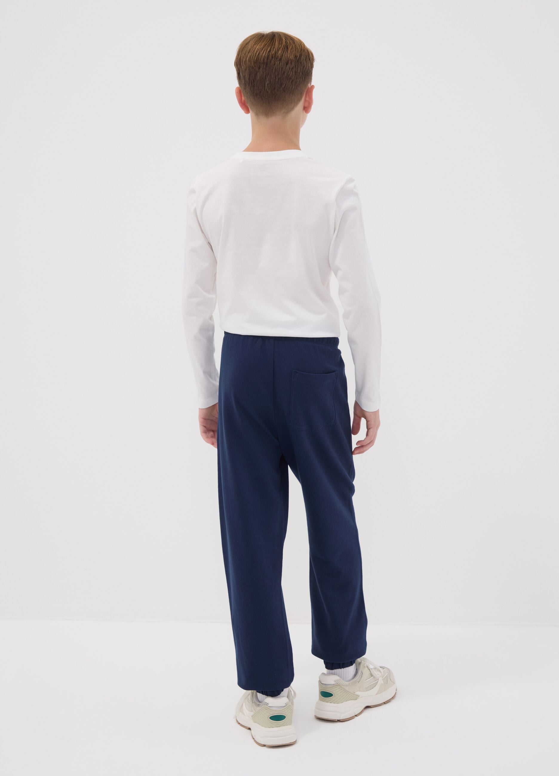 Blue regular-fit joggers in pure organic cotton for boys