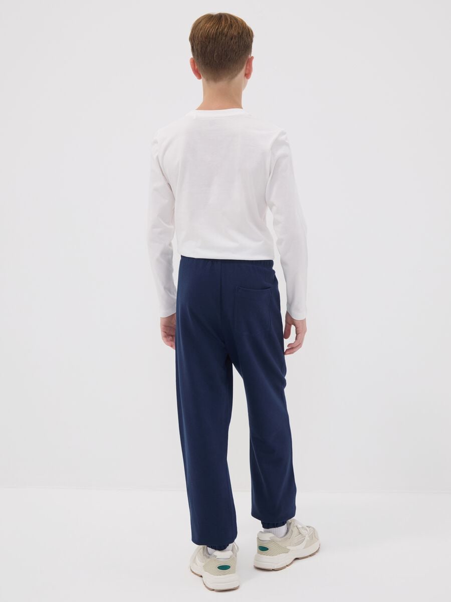 Blue regular-fit joggers in pure organic cotton for boys_1