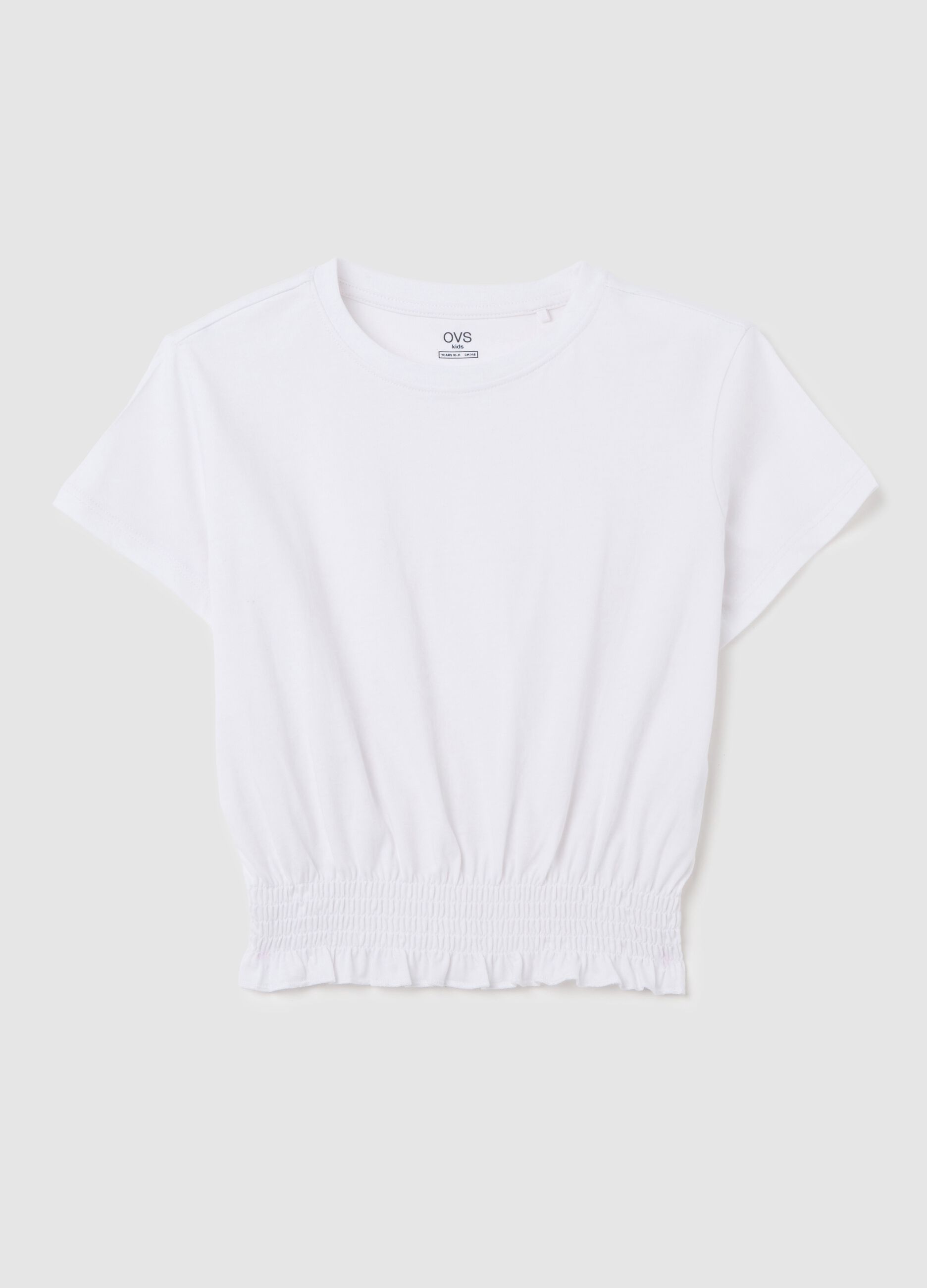 Girls&rsquo; white regular-fit T-shirt in 100% cotton
