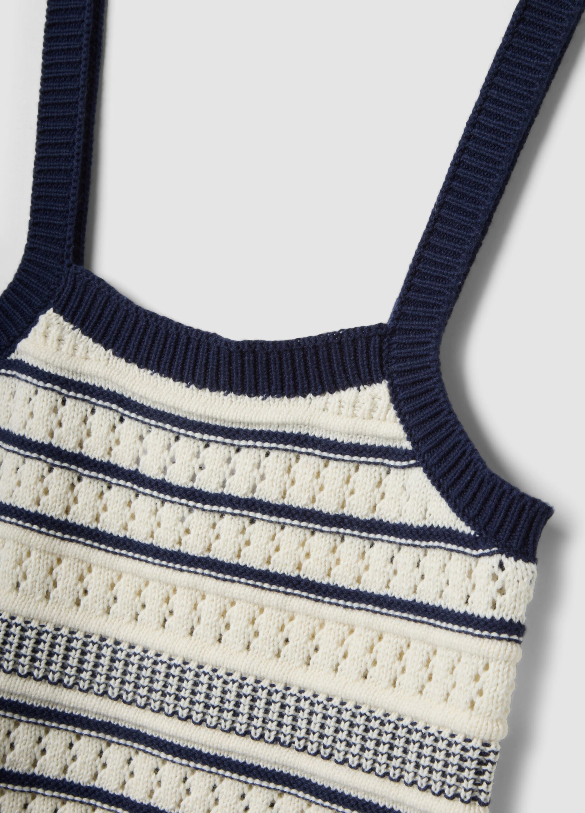 Fitted pure cotton multicolour striped vest with thin straps