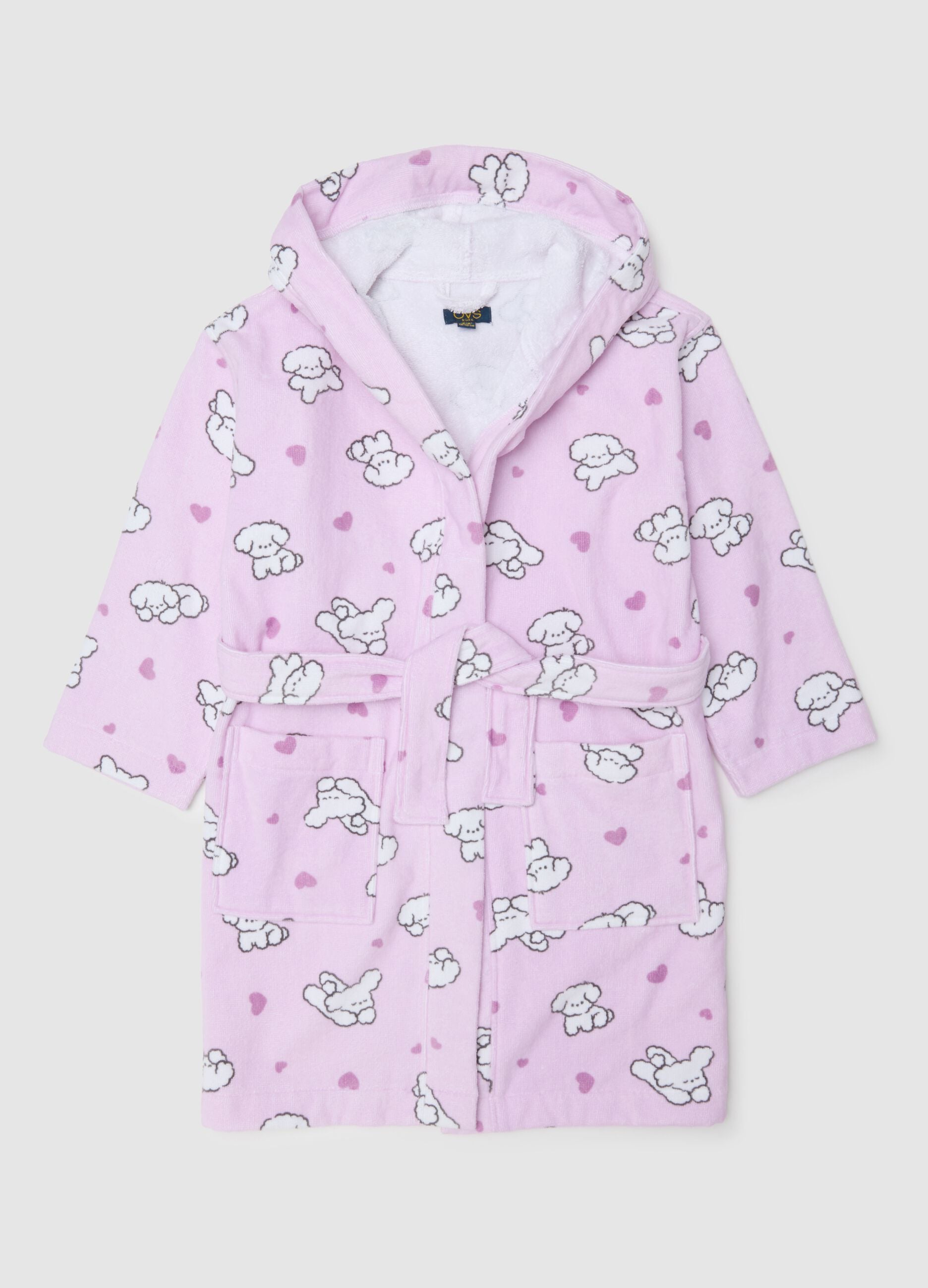 Multicolour pure cotton girl's bathrobe with designs