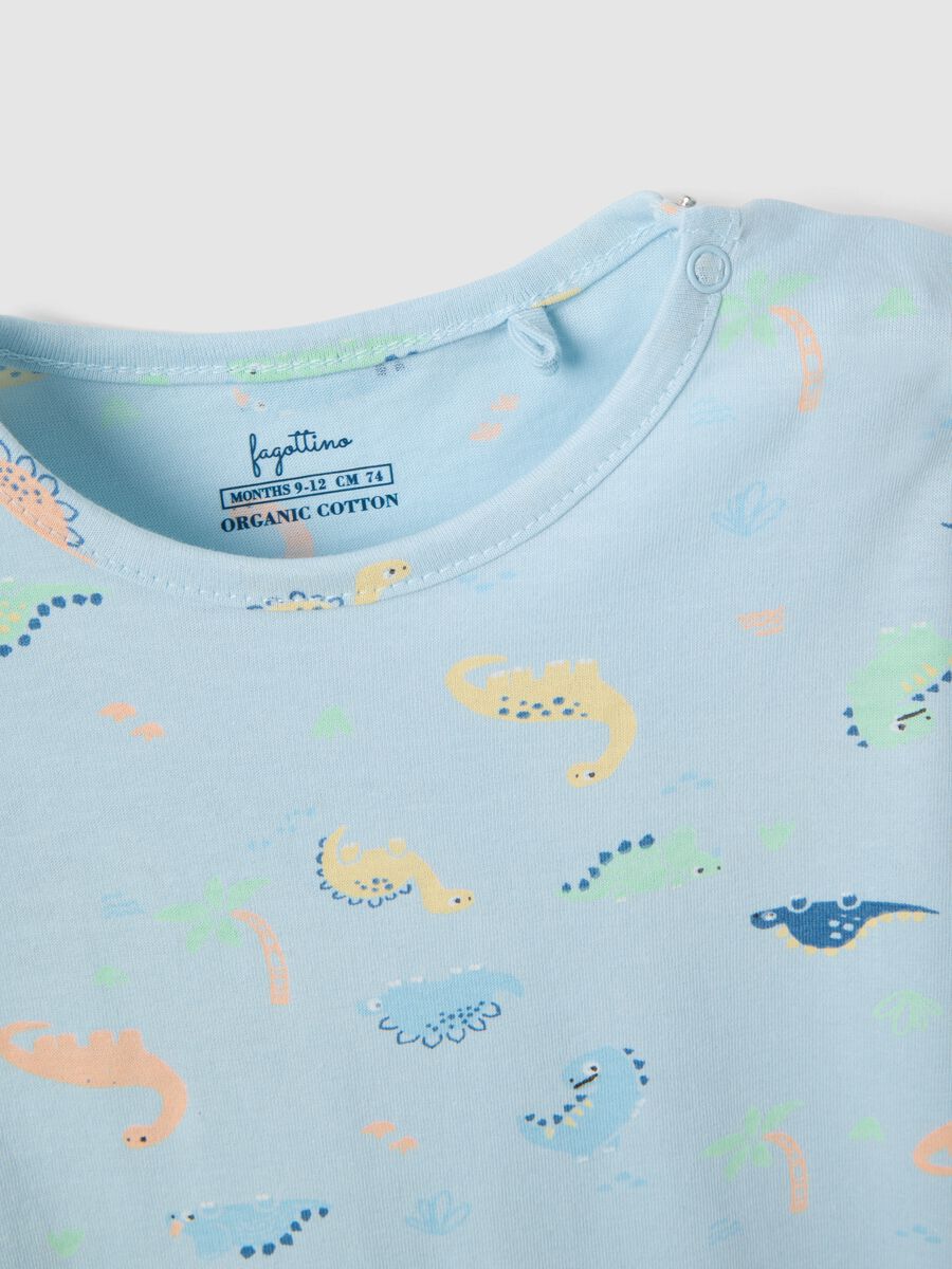 Bipack romper in puro cotone multicolor da neonato con dinosauri_3