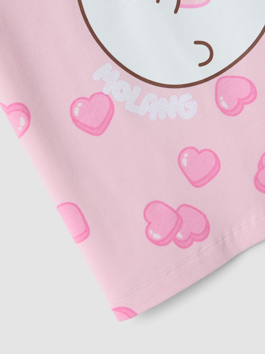 T-shirt rosa in cotone elasticizzato con stampa per bambina_3