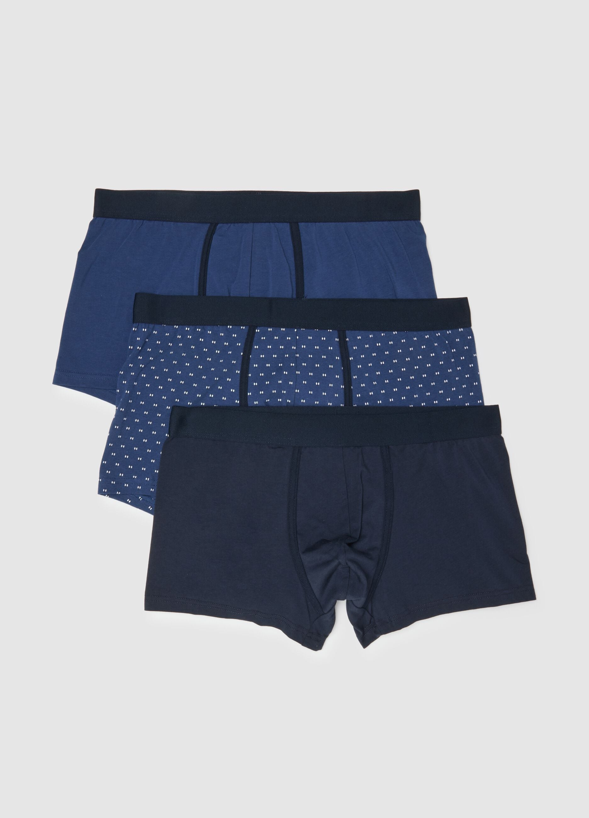 Tripack of regular fit blue stretch cotton boxers