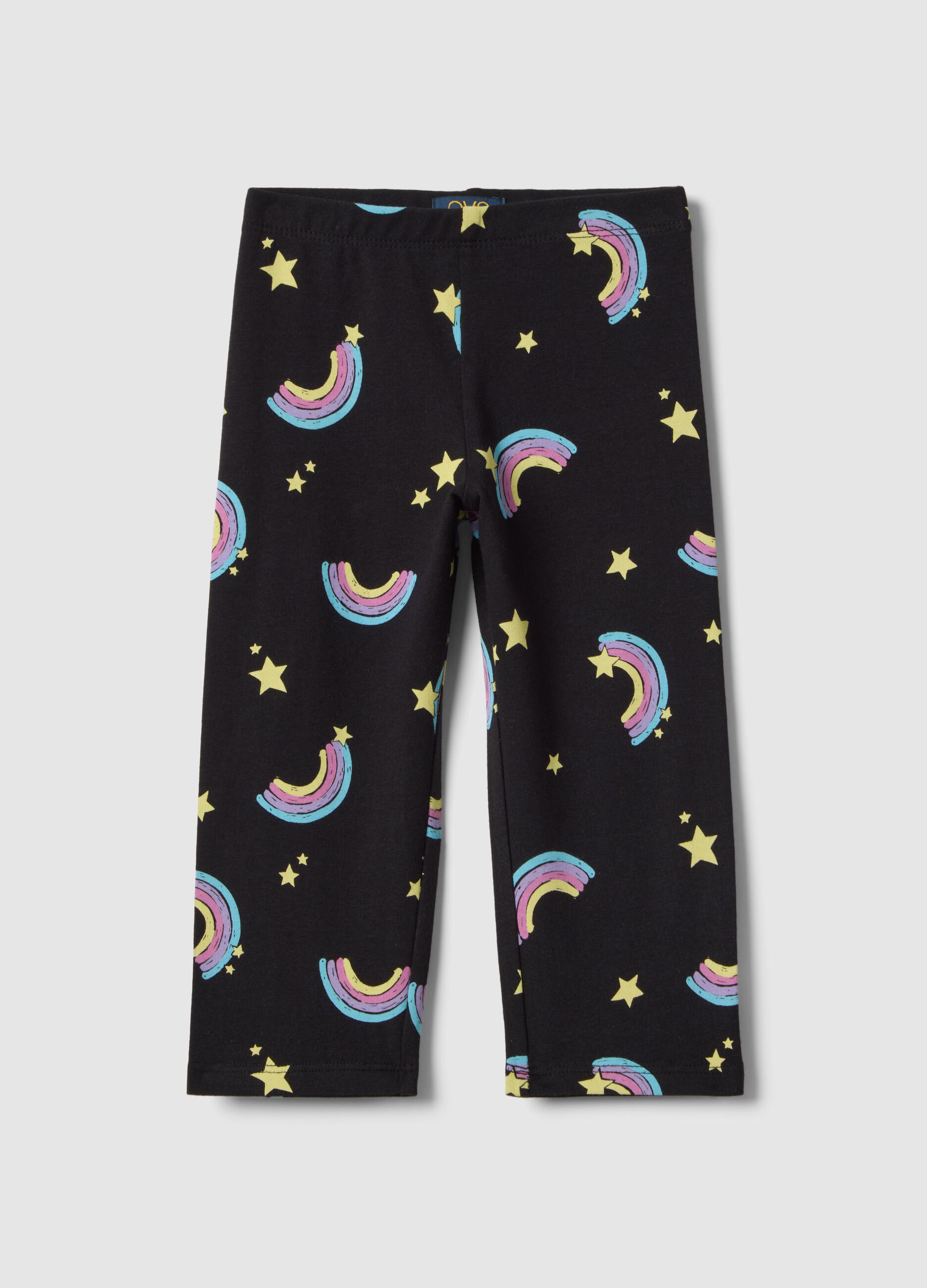 Girls' black organic cotton stretch skinny leggings