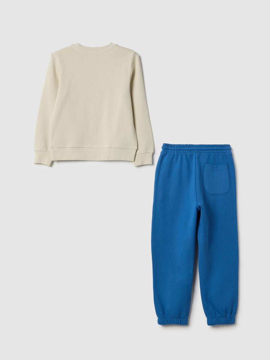 Children's beige pure cotton regular fit sweatshirt and trousers set with print_1