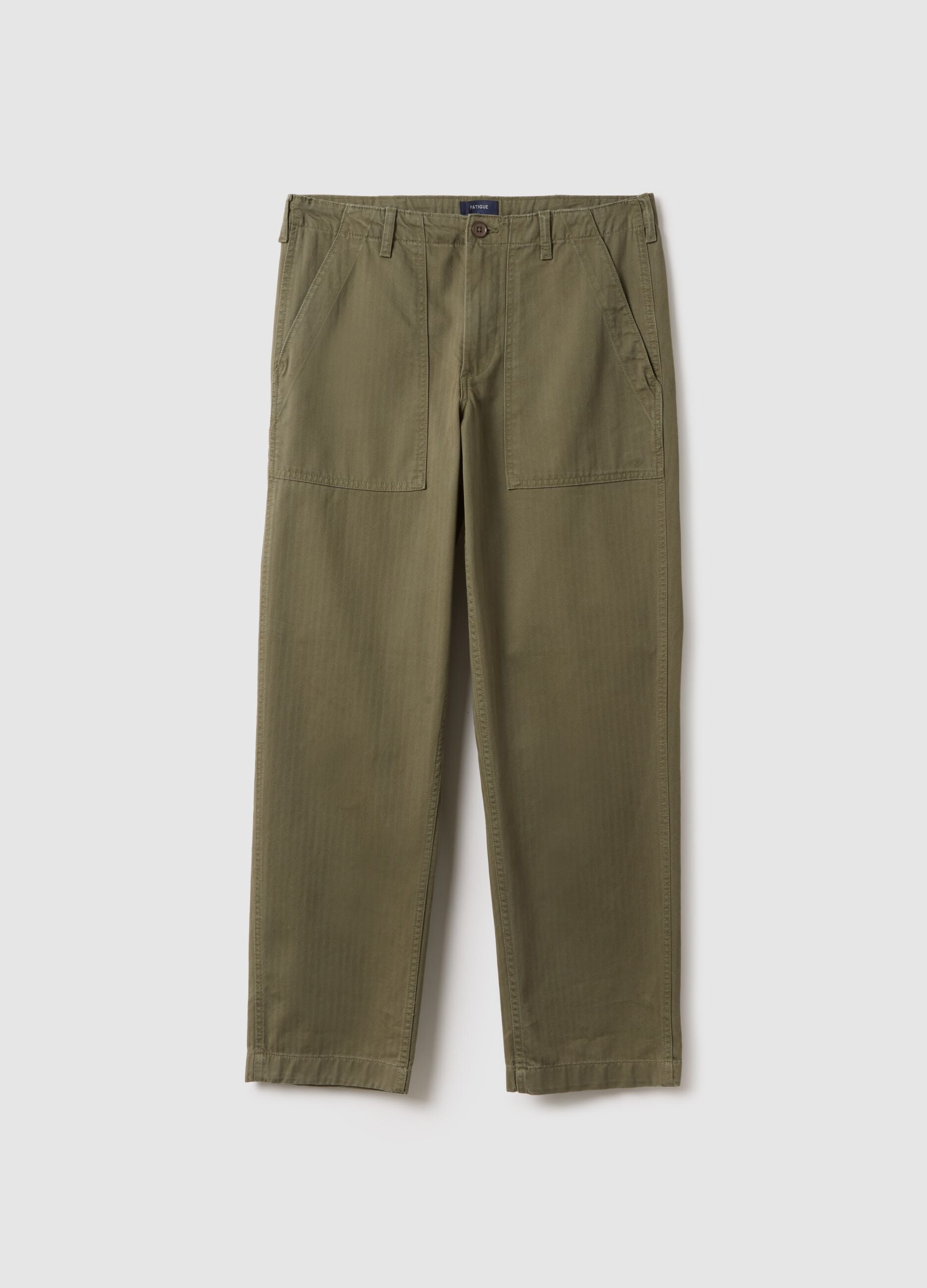 Green regular fit pure cotton chino trousers